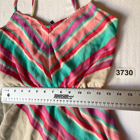 Heart Soul Women Maxi Dress size M Sleeveless Elastic Waist Casual Rainbow Pink - Picture 4 of 10